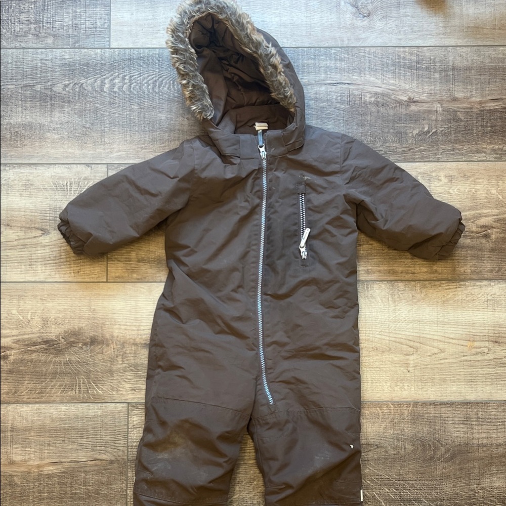 H&M Brown Kids Snowsuit with Fur Hood